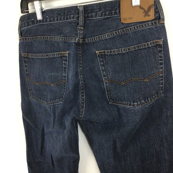American Eagle Outfitters Men Original Straight Dark Wash Blue Denim Jeans 31/32 - Picture 3 of 9